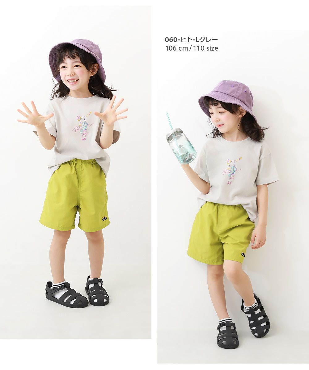 日本 devirock - 純棉定番印花短袖上衣-線條滑板少年-淺灰-478816