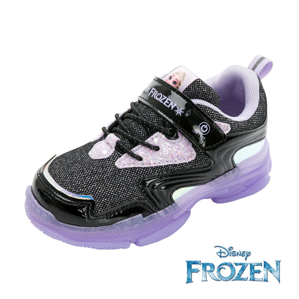 迪士尼Disney - 冰雪奇緣 童鞋 電燈運動鞋 FOKX41640-減緩跑步壓力鞋底-黑紫-(中大童段)