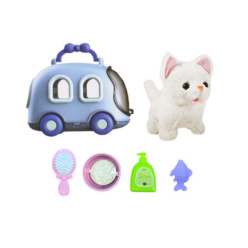 可愛電動寵物-貓咪 附寵物行李箱藍色