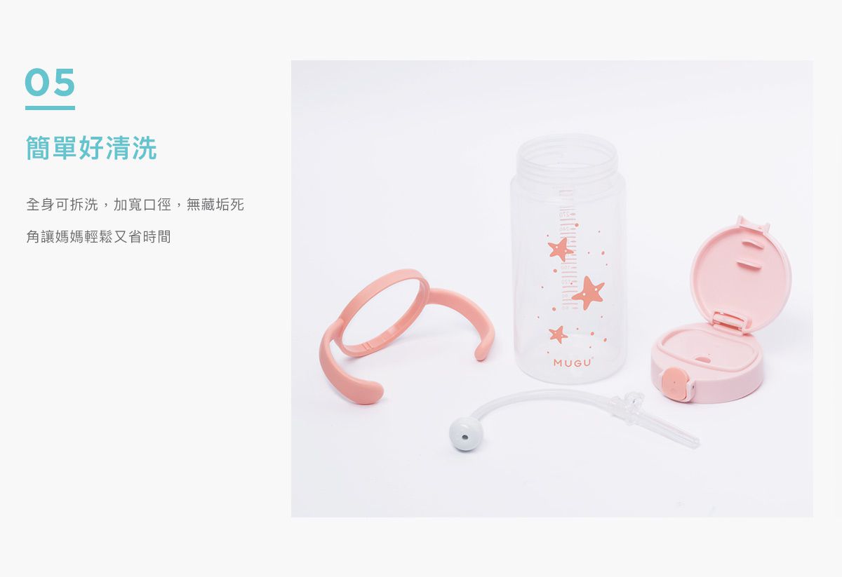 MUGU - 寶寶手柄學習杯-藍色-330ml