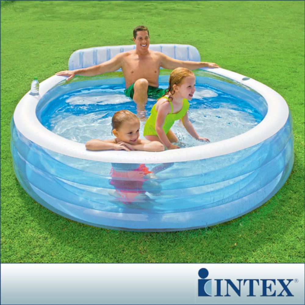 INTEX - 圓型藍色有靠背游泳池(57190)