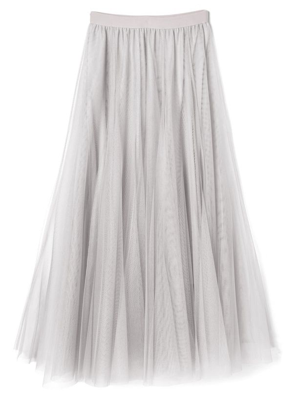 日本 GRL - 飄逸顯瘦雙層傘紗裙-灰摩卡 (M)