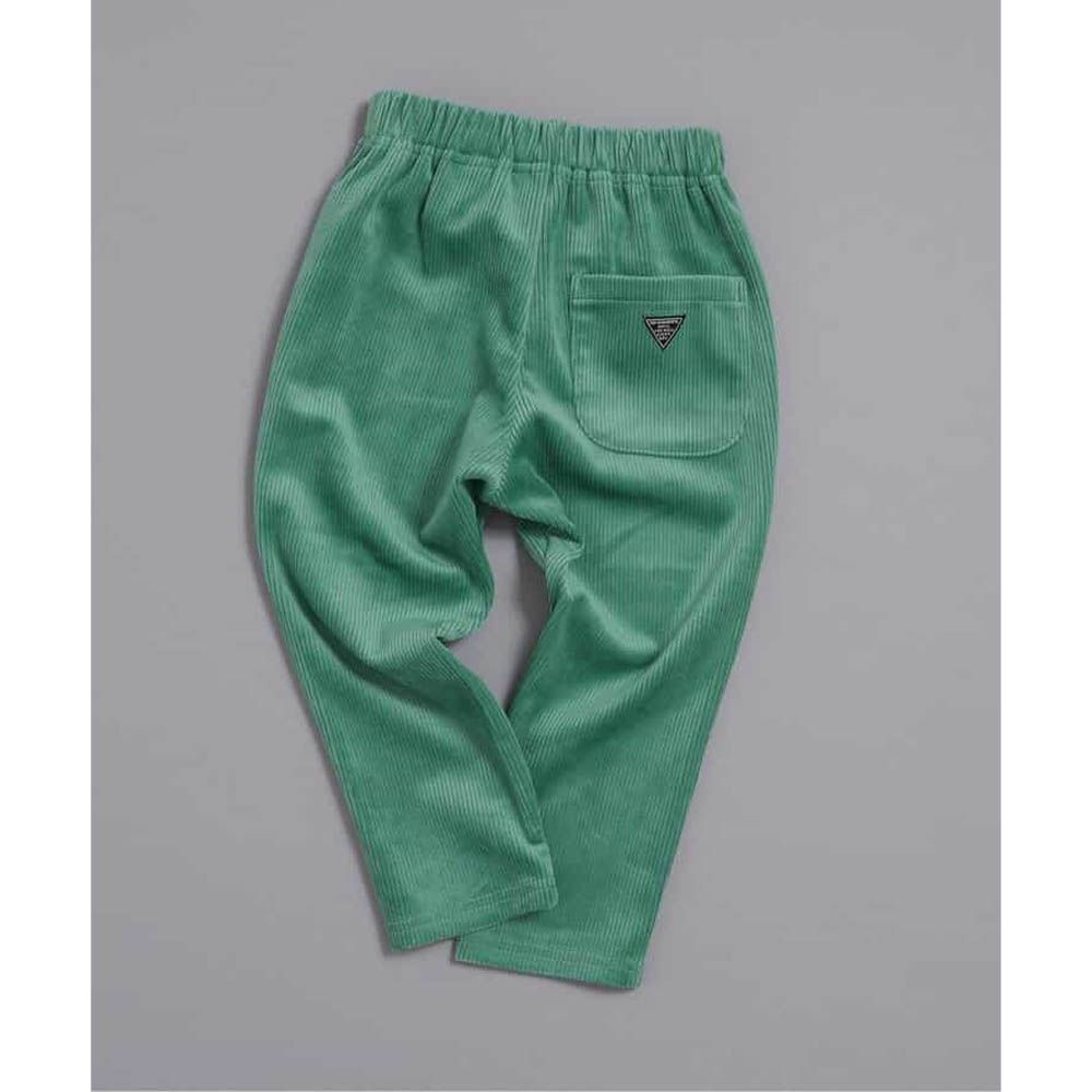 季節感舒適絨面直筒長褲-綠