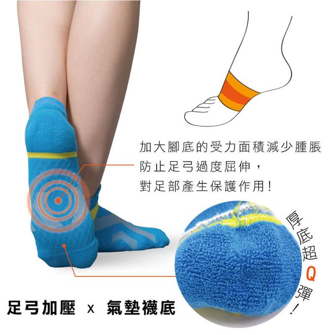 貝柔 Peilou - 貝柔足弓交叉加壓防磨氣墊船襪(M)6入組-6色各1雙(天藍/黑灰/湖綠/粉紅/黑粉/深紫)-隨機色 (22-25cm)