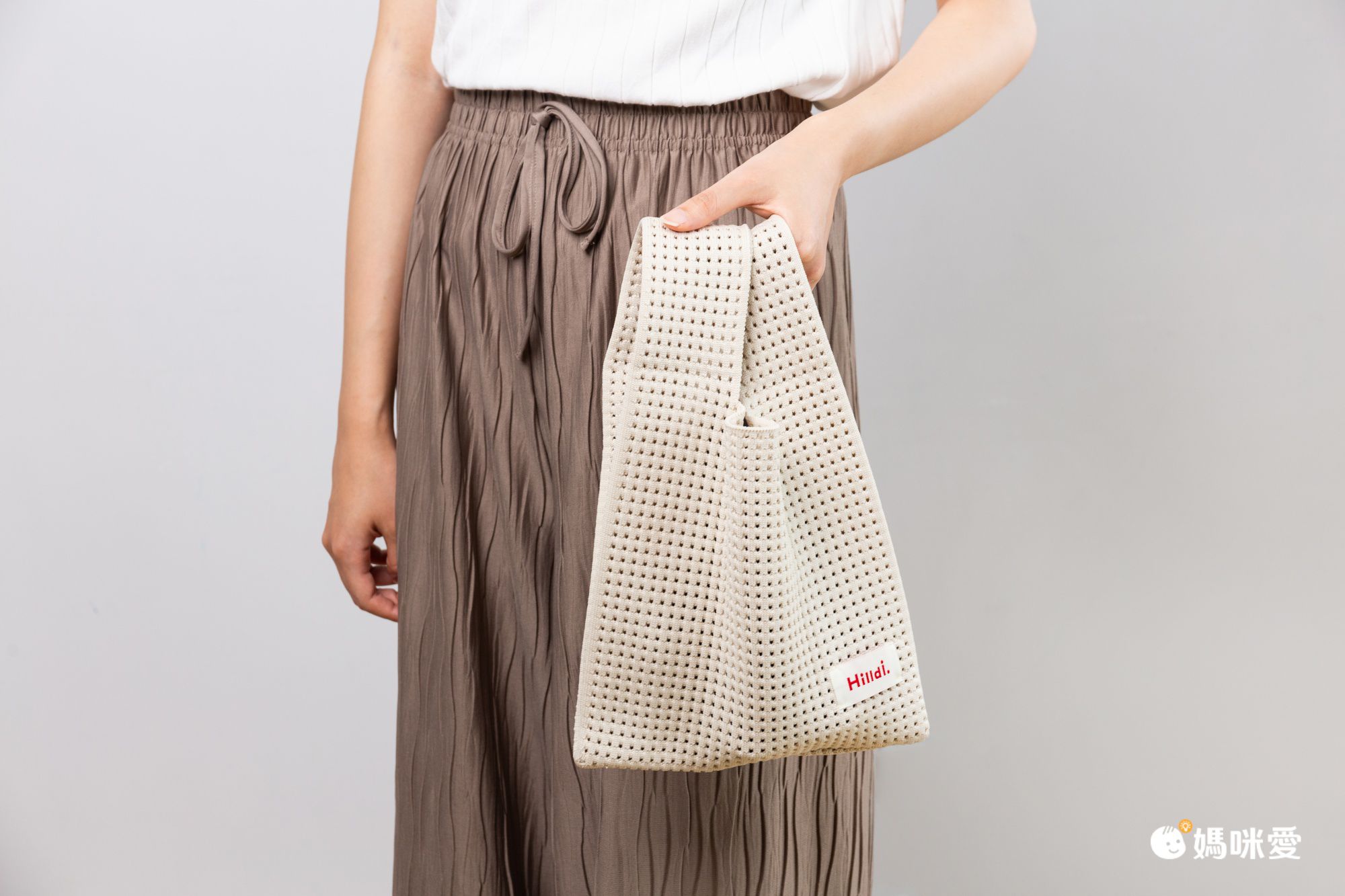 簍空休閒針織手拿包/手提包-草綠色 (20x35cm)