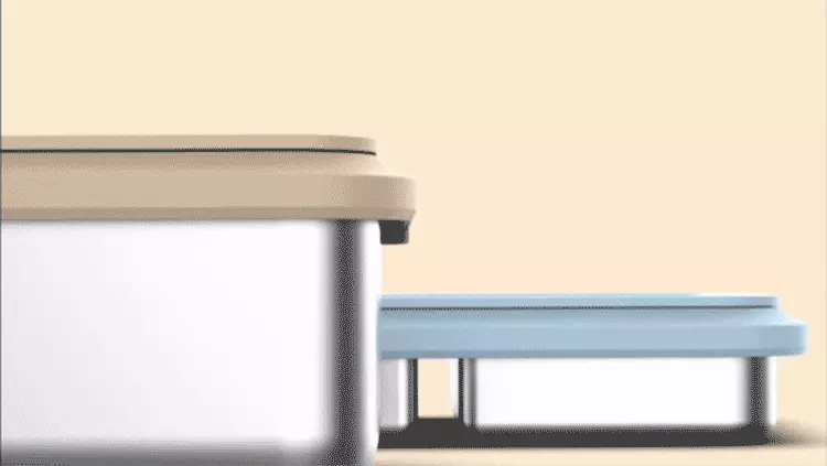 LiFE RiCH - Double Box 可微波304不鏽鋼便當盒/分隔盤/100%白金矽膠專利伸縮上蓋-奶茶裸-801-1000ml