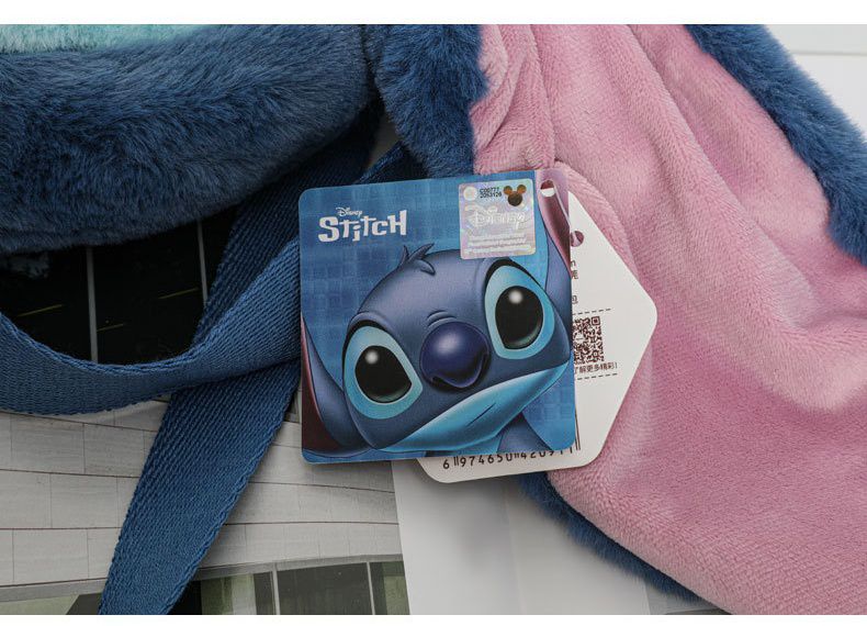 卡通毛茸茸造型後背包-卡通人物史迪奇-藍色 (30x7x32cm)