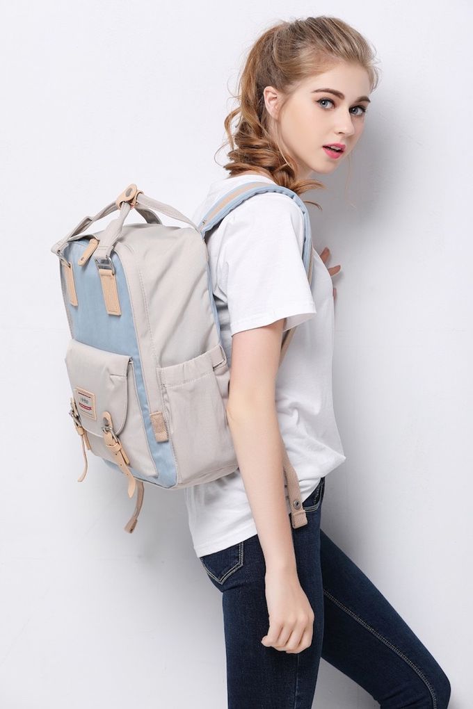 Heine 海恩 - WIN-191多功能後背包 媽媽包 尼龍包 防盜防潑水背包-象牙淺藍