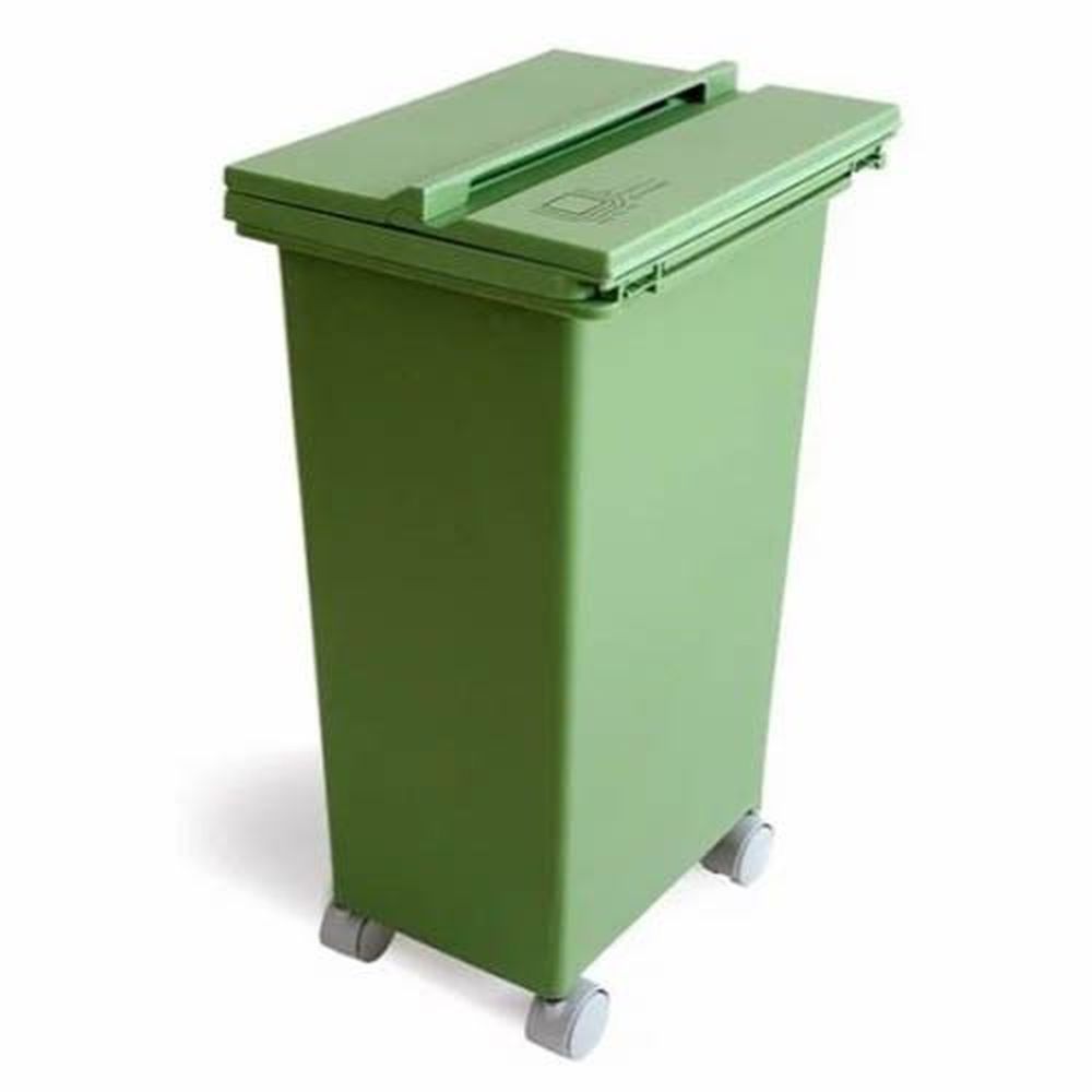 日本 eco container style - 三段式掀蓋質感垃圾桶-綠色-21L