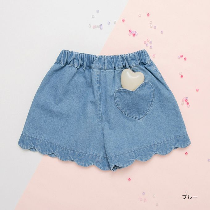 日本 BRANSHES - 心型口袋貝殼下擺可愛短褲-黑