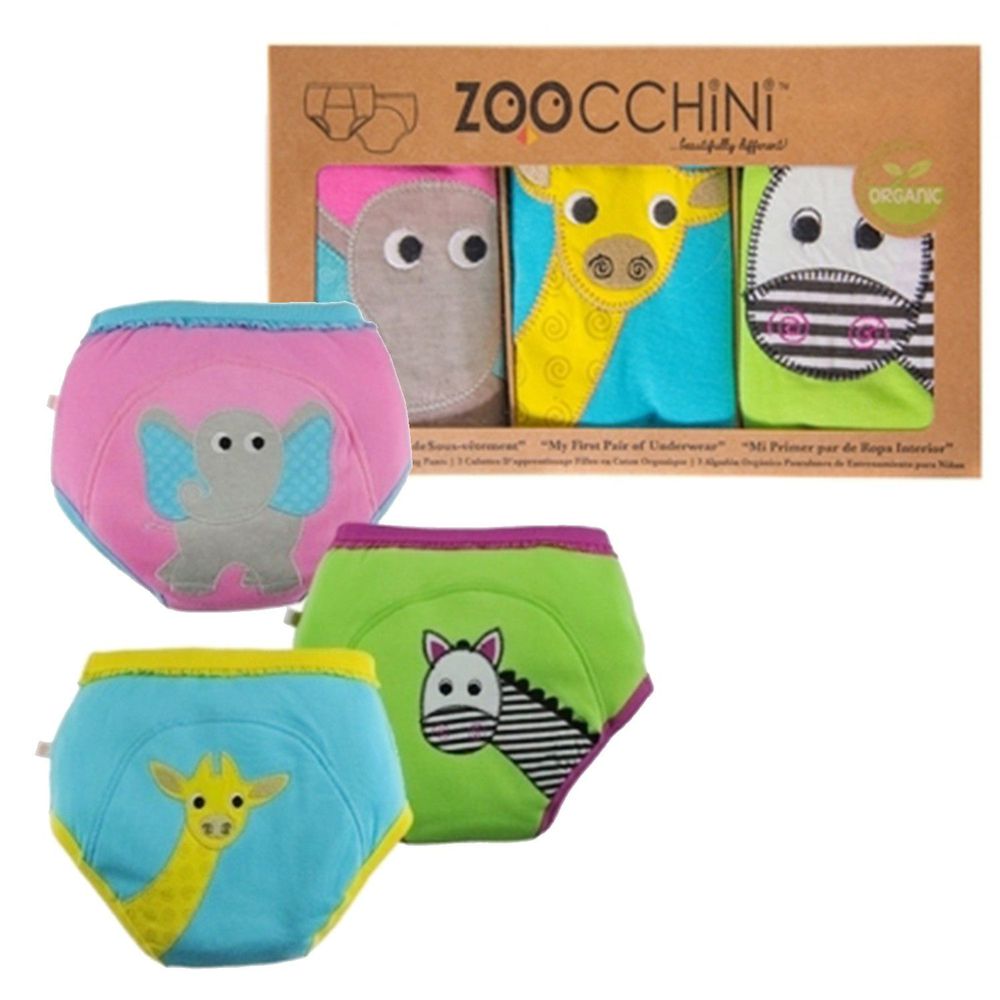 美國 ZOOCCHINI - 100%有機棉可愛動物學習褲3入-女