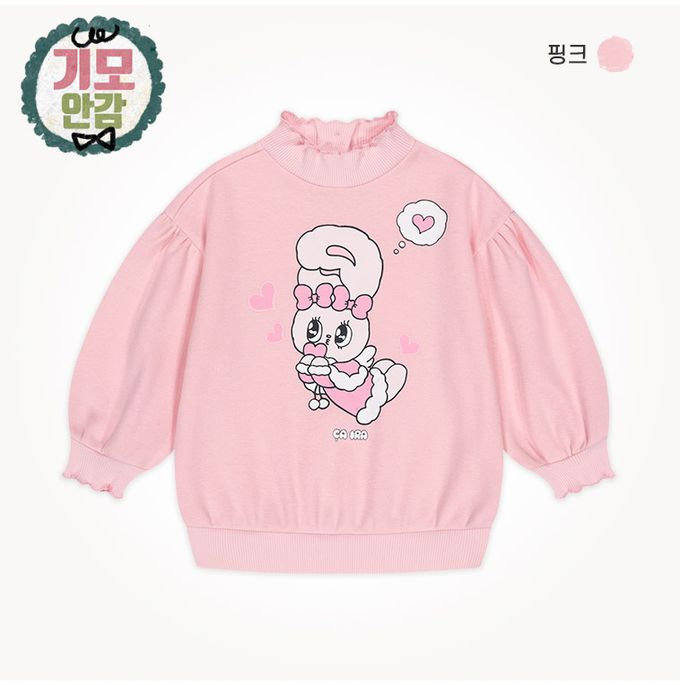 韓國 milk mile - (聯名款)天使兔兔內刷毛長袖套裝-粉