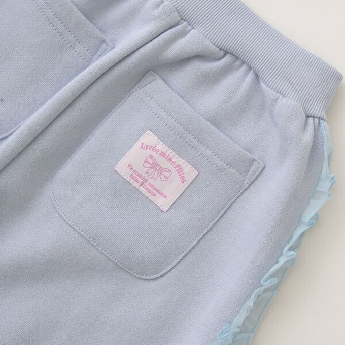 日本 Lycee mine - 側邊薄紗荷葉休閒長褲(不易起毛球)-炭灰