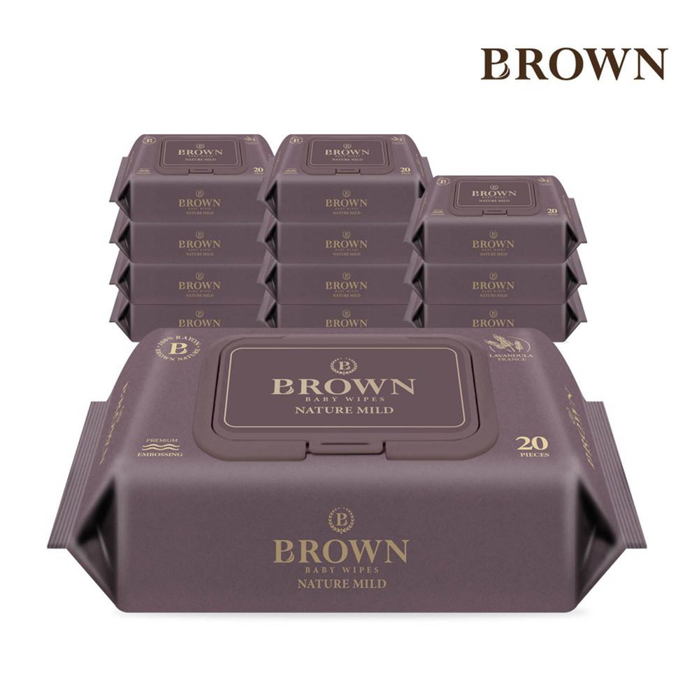韓國BROWN - NATURE MILD 濕紙巾-薰衣草20抽(含蓋)*12包