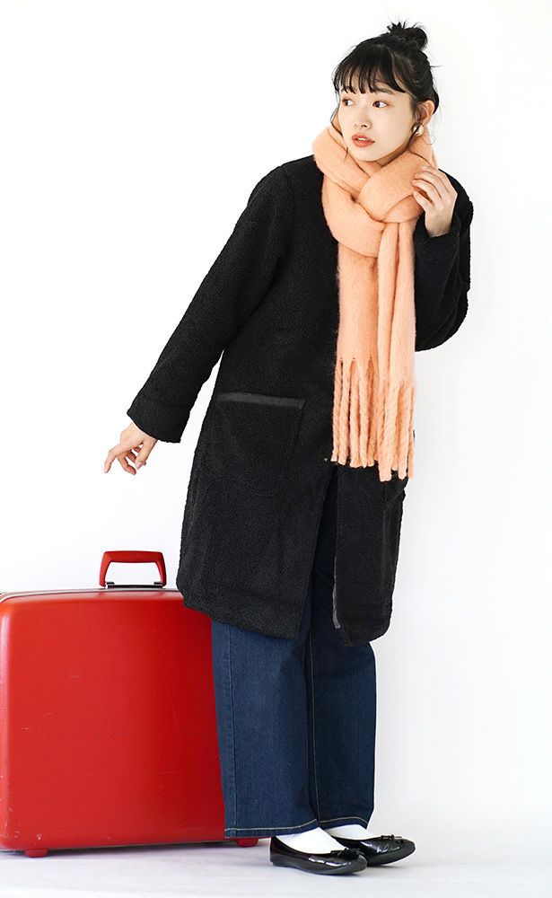 日本 zootie - SunnyHeat 保暖蓄熱泰迪熊長版外套-時尚黑