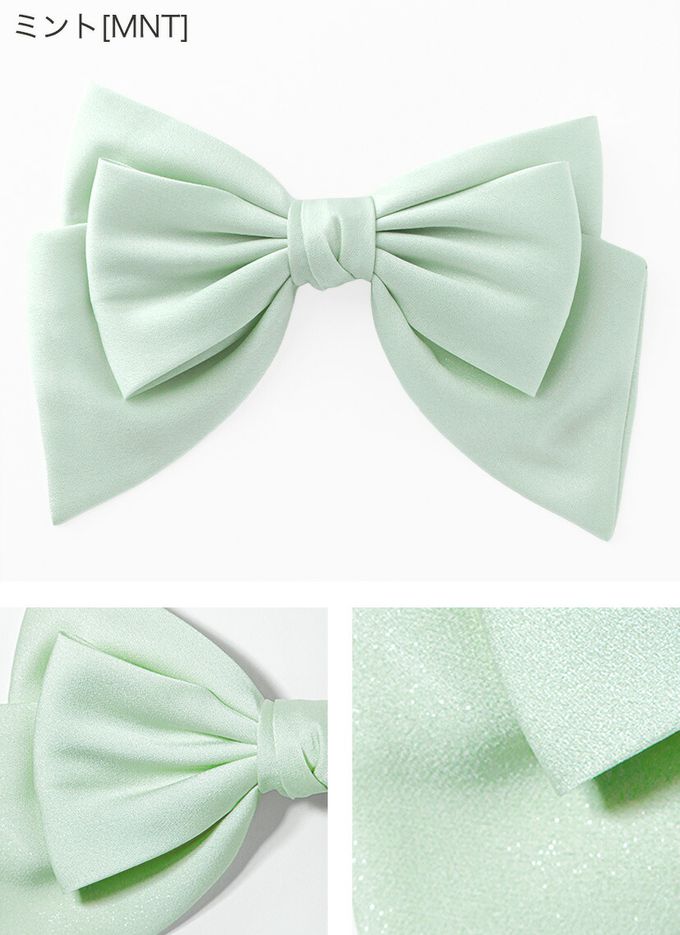 日本 Catherine Cottage - 夢幻光澤蝴蝶結緞帶髮夾-黑