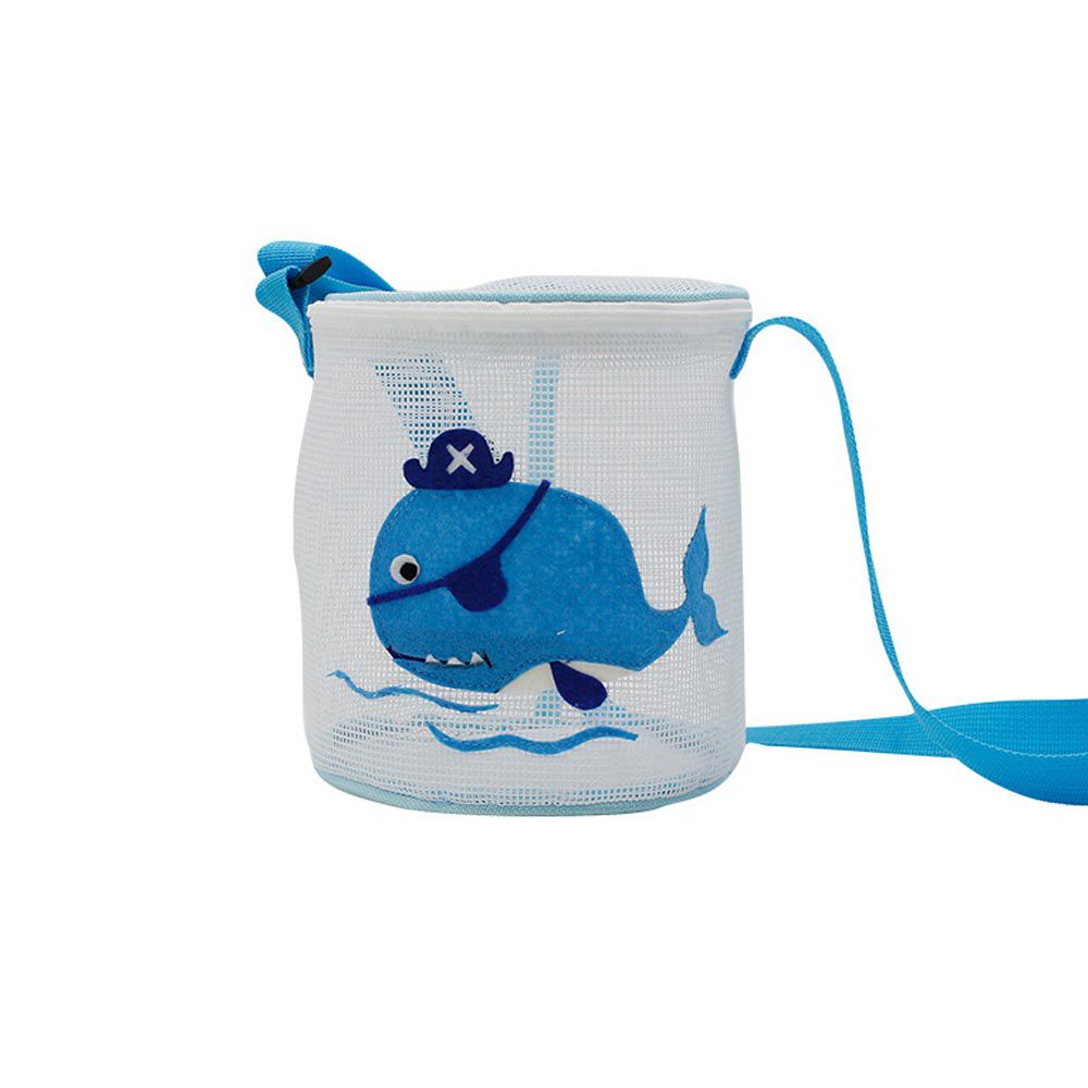 立體造型兒童斜背玩沙包/水桶包-鯨魚-藍色 (17x15cm)