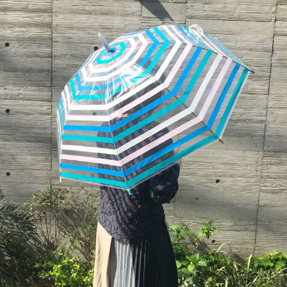 日本Caetla - Evereon可替換式環保輕量傘-糖果條紋-糖果藍