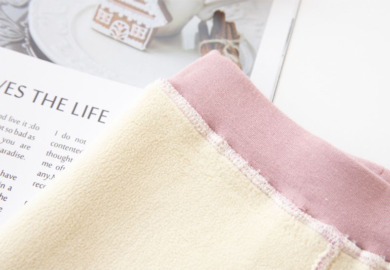 FANMOU - 加絨腰鬆緊兒童內搭褲-木耳邊蝴蝶結-深灰色