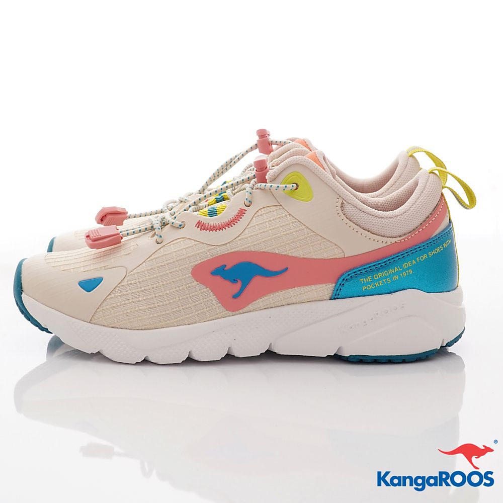 KangaROOS - 美國袋鼠鞋女段束口設計 防潑水跑鞋-運動鞋-米