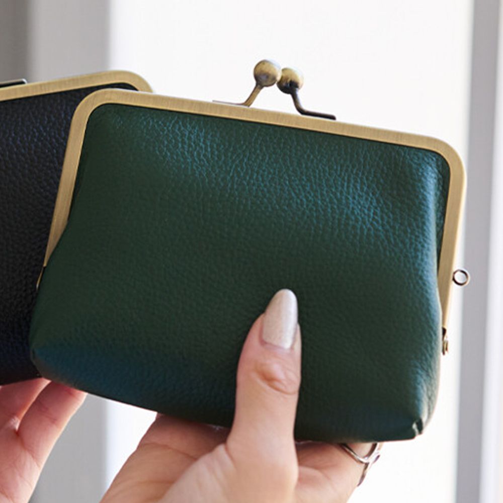北歐風口金質感真皮錢包/收納包-濃綠 (13x10.5cm)