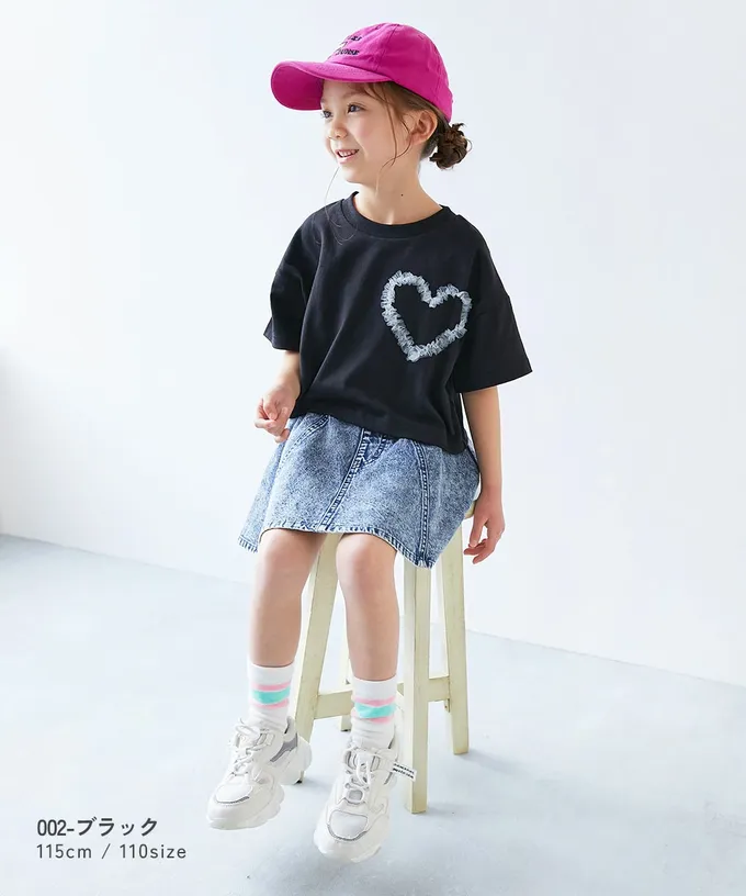 日本 devirock - 俏麗薄紗點綴短袖上衣-愛心-白