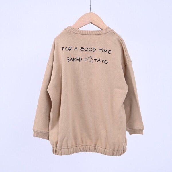 日本 Baby Room - 裏毛落肩寬版長袖上衣-紫芋-淺灰