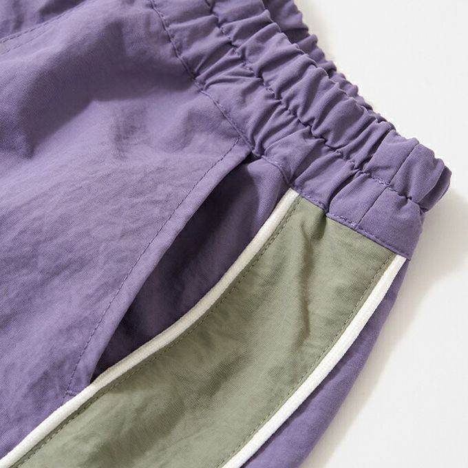 日本 b-ROOM - 輕盈尼龍側邊線條短褲-象牙白