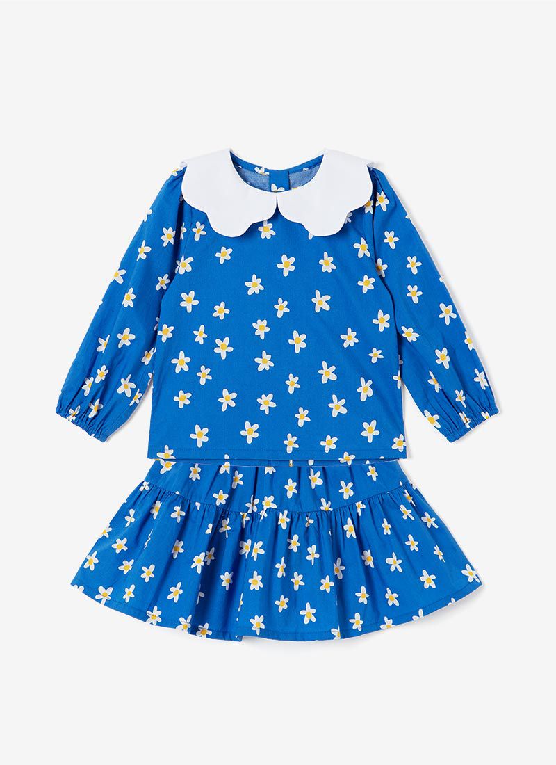 韓國 OZKIZ - 天空花園長袖縮腰套裝-寶藍