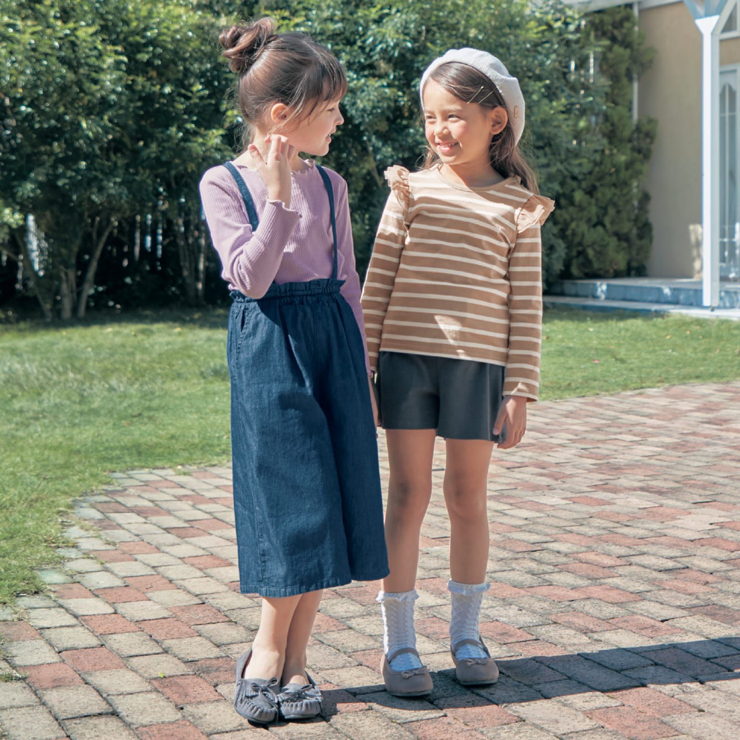 日本千趣會 - GITA 純棉圓領長袖上衣-荷葉滾邊-淺粉