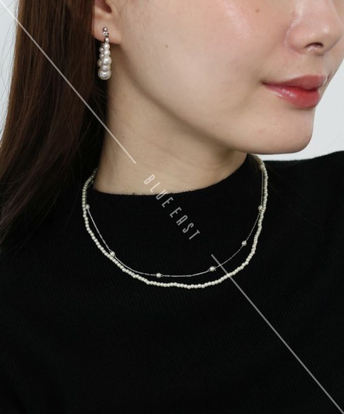 日本 BLUE EAST - 韓國製 精緻雙珍珠造型氣質美人項鏈-金