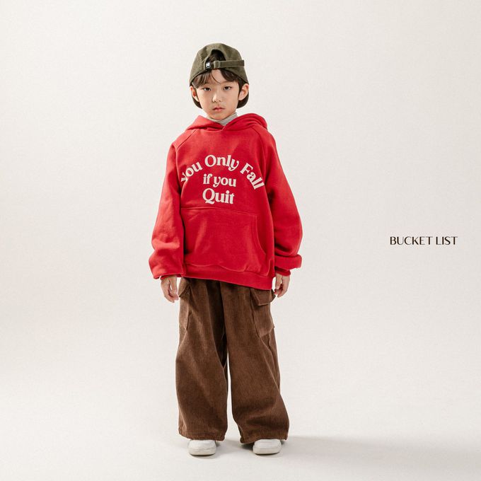 韓國 BUCKET LIST - (內磨毛)個性文字寬鬆連帽T-藍