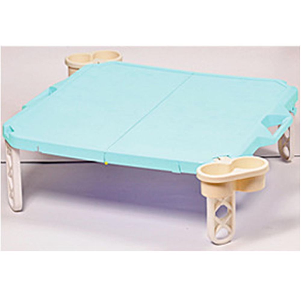 日本 Pearl 金屬 - 日本製輕巧折疊野餐小方桌(附杯架)耐重4kg-天空藍 (63x63x22.5cm)