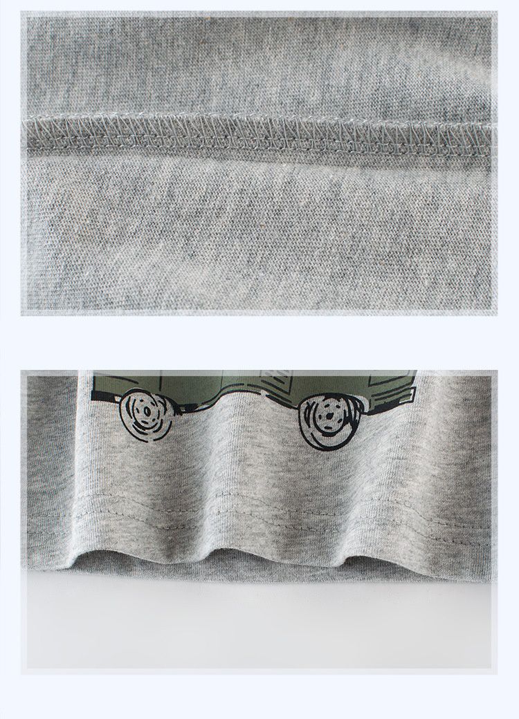 純棉長袖上衣-漫畫風汽車-灰色