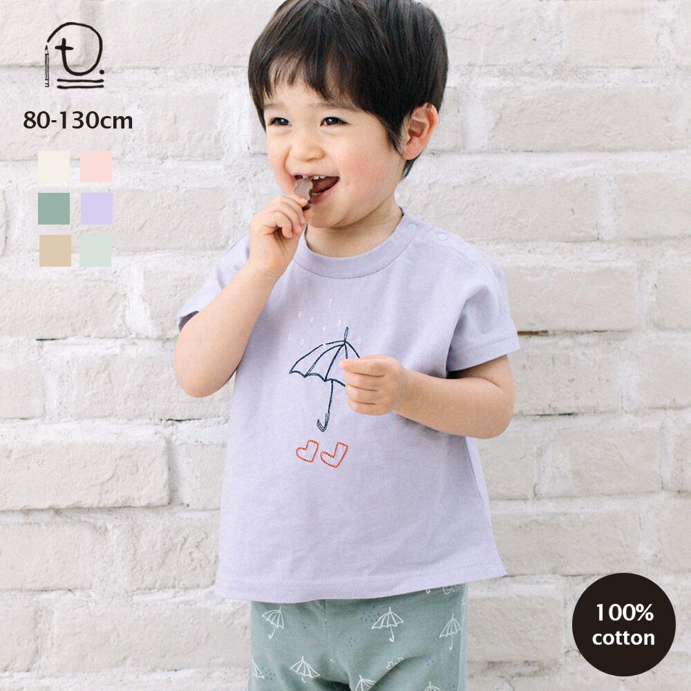 日本 ma lalumiere store - 純棉手繪風素雅短袖上衣-腳踏車-薄荷綠