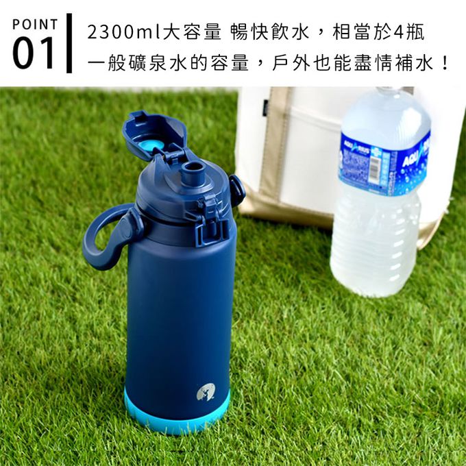 日本CAPTAIN STAG - HD真空雙層不鏽鋼保溫水壺2300ml-黑色