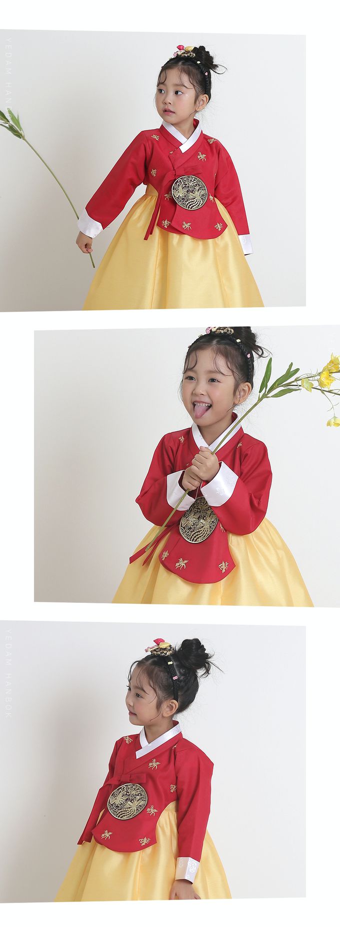 韓國 yedam - 女寶韓服-PREMIUM-紅X黃