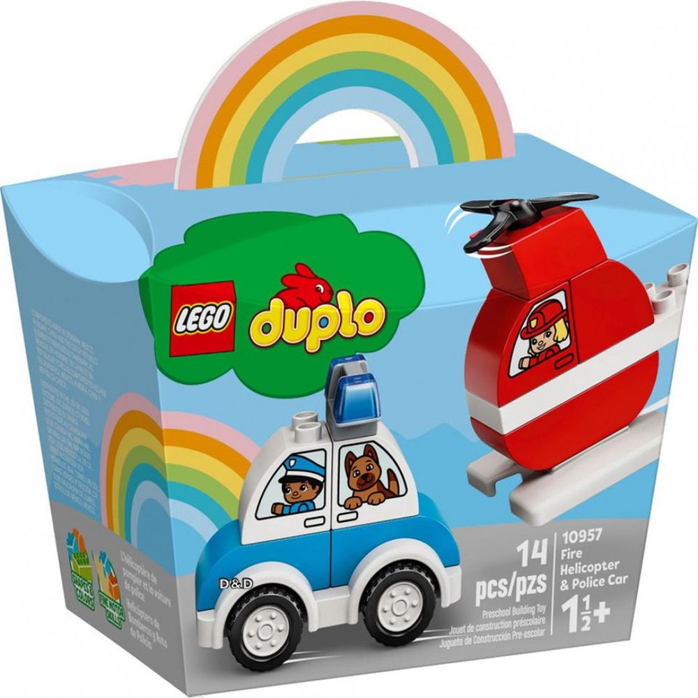 樂高 LEGO - 樂高積木 LEGO《 LT10957 》Duplo 得寶系列 -消防直升機 & 警車-14pcs