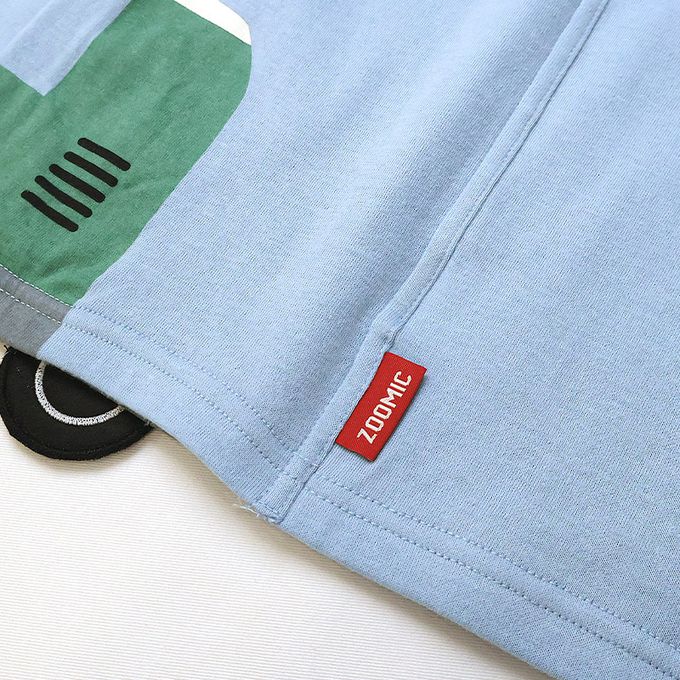 日本 ZOOLAND - 春季出遊印花長袖上衣-熊熊開車-藍