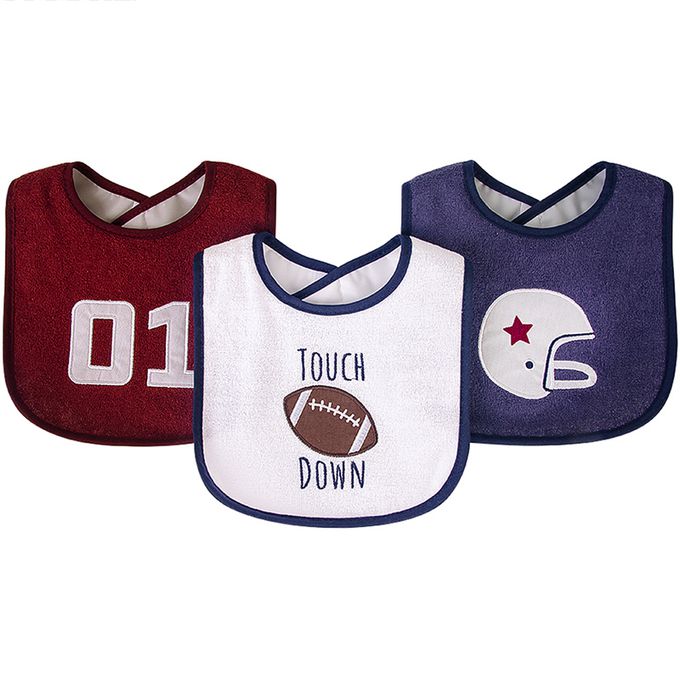 美國 Luvable Friends - 甜蜜寶貝嬰幼兒口水巾圍兜3入組(上層棉質吸水/底層防水)-明星球員