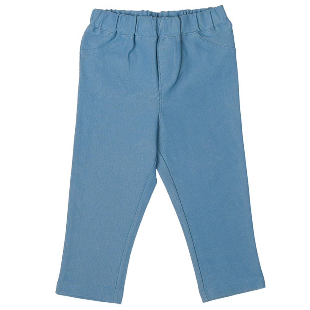 akachan honpo - 7分經典褲 針織斜紋布-素面-藍色