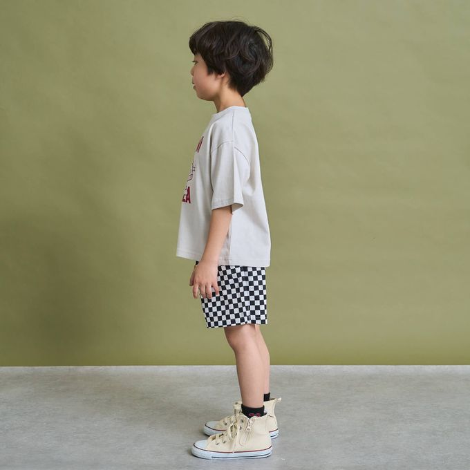 日本 b-ROOM - 防污速乾簡約印花短袖上衣-漢堡-黑