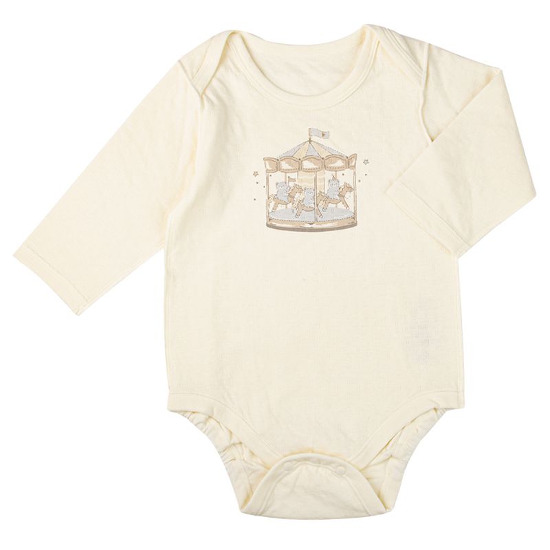 akachan honpo - 長袖套頭式包屁衣-鬆軟棉-原色