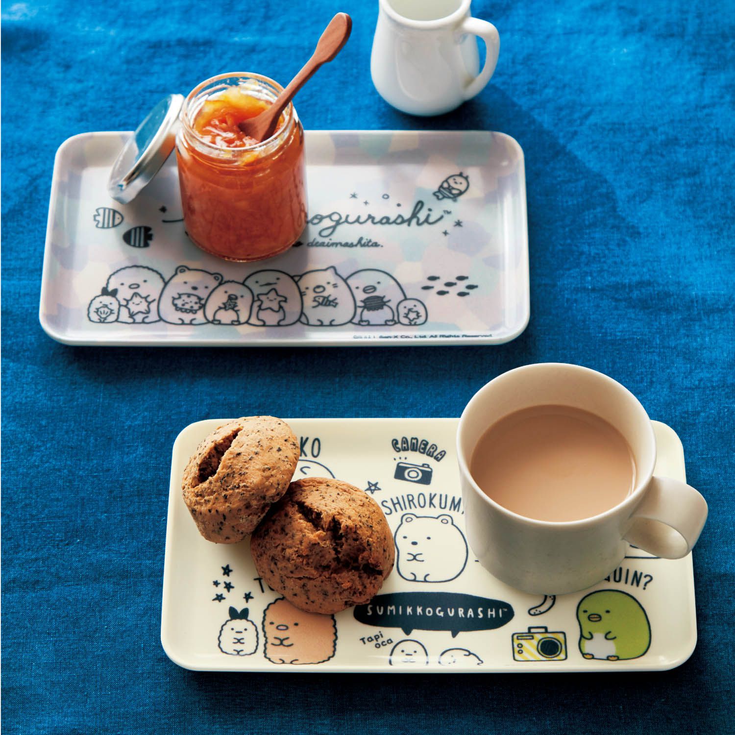 日本千趣會 - 日本製 角落生物點心托盤/置物托盤-藍紫幾何 (21.5x12.5x1.2cm)