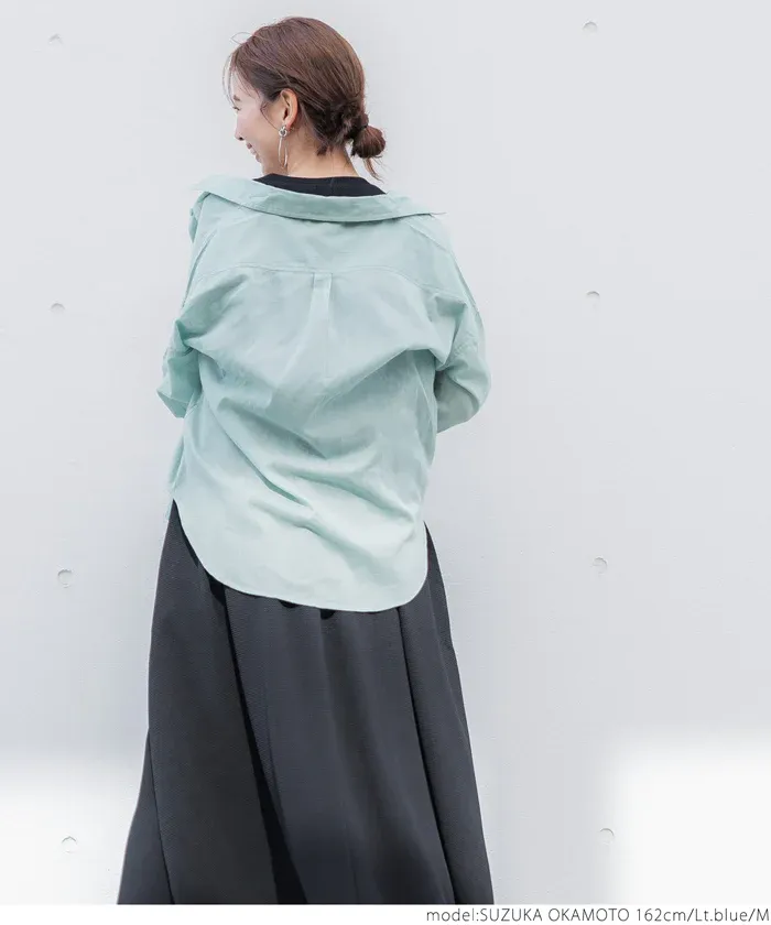 日本 COCA - 純棉透感薄長袖襯衫/薄外套-白