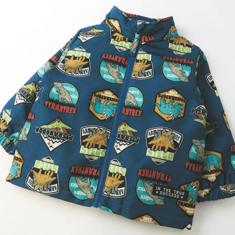 日本 ZOOLAND - 撥水加工 防風刷毛鋪棉外套-熊熊大集合-藍x卡其