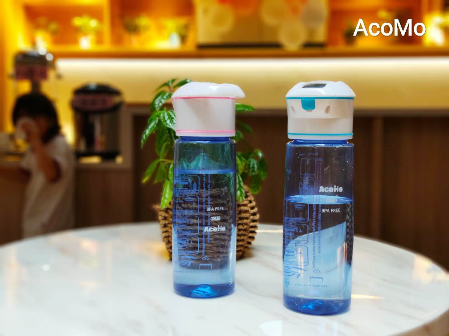 AcoMo - 2件組-PS III 90秒可攜式奶瓶奶嘴消毒器-(90秒殺菌器+750ML環保水杯)-粉