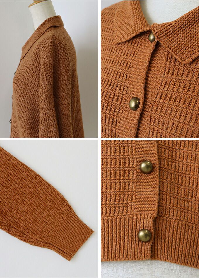 日本 BLUE EAST - 優雅金釦柔軟翻領針織上衣-白