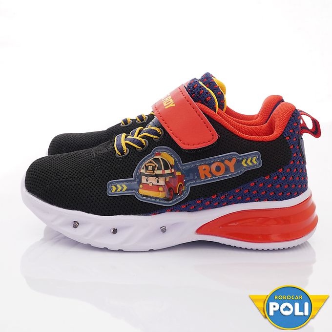 POLI-羅伊閃亮電燈鞋POKX21202黑紅(中小童段)-電燈鞋-黑紅