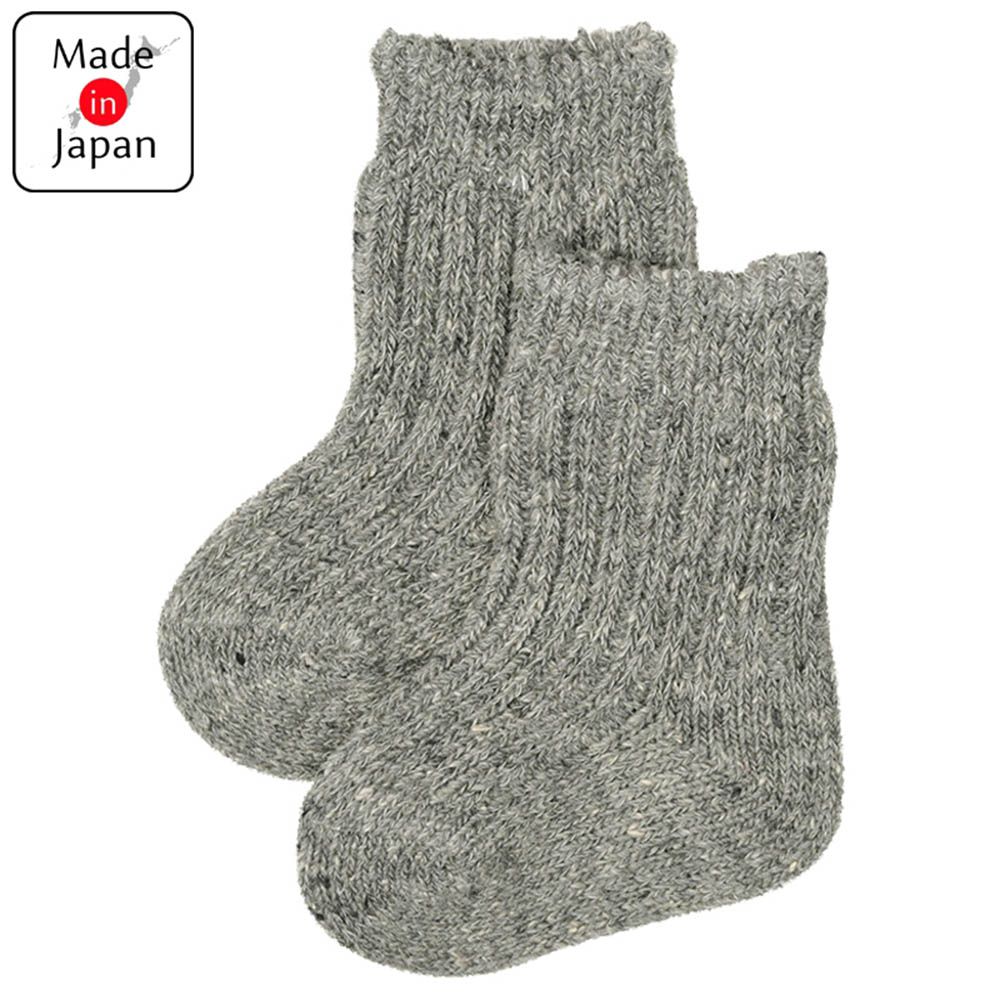 新生兒直角襪 霜絮感-灰色 (7~9cm)-日本製